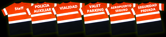 playera tipo polo color combinado naranja-azul, con lineas reflejantes con personalizacion en la espalda